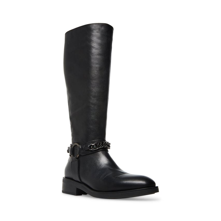 Botas Altas Steve Madden Quin Cuero Mujer Negras | ES FBS384